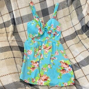 No Boundaries Aqua Floral Mini Dress